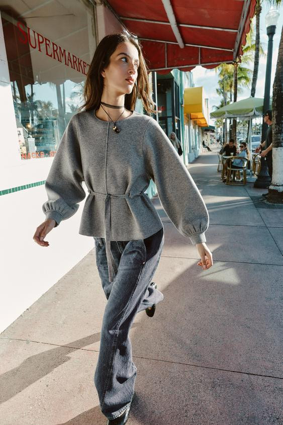 DRAWSTRING KNIT JUMPER | Zara US