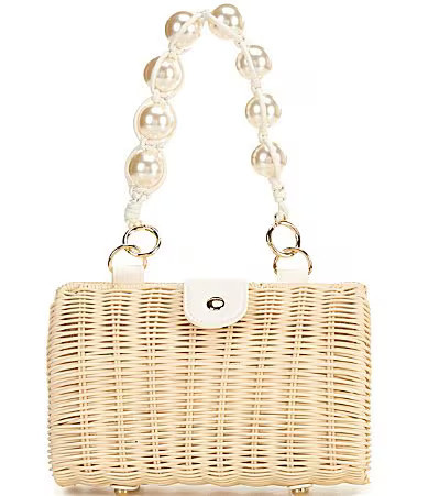 Btb Los Angeles Page Rattan Statement Pearl Handle Clutch - Natural | Dillard's