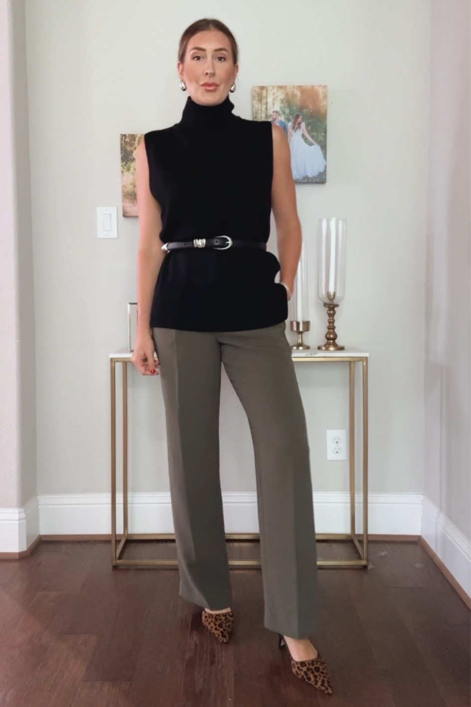 Medium in sleeveless sweater, size 6 (curve fit) in pants 

#LTKStyleTip #LTKWorkwear #LTKSeasonal