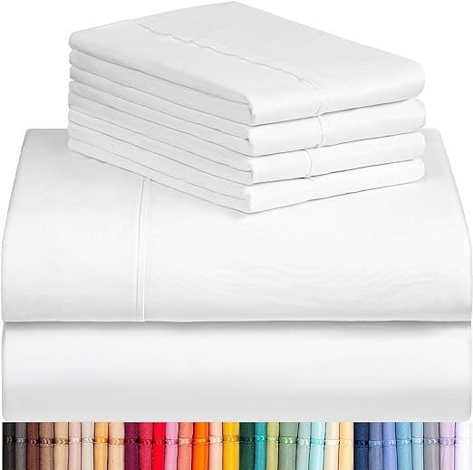 LuxClub 6 PC King Sheet Set, Rayon Made from Bamboo Bed Sheets, Deep Pockets 18" Wrinkle Free Coo... | Amazon (US)