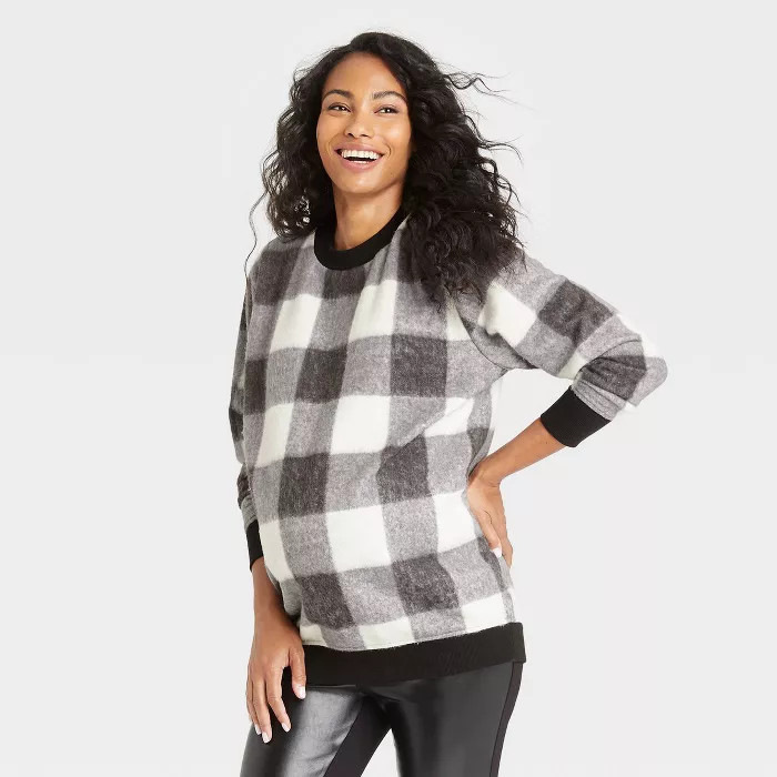 The Nines by HATCH™ Cozy Sweatshirt Black Gingham | Target