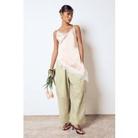 boohoo Women's Asymmetric Hem Lace Satin Cami Top in Peach | Size: 2 | boohoo (US & Canada)