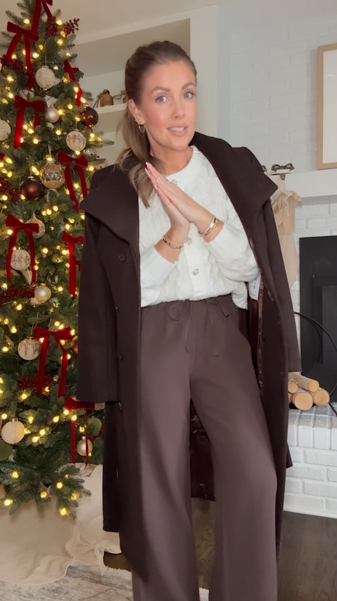 Love this holiday outfit and the embellished buttons on this $26 Walmart sweater!
Size 0 coat / XS sweater / XS regular pants 

#LTKCyberWeek 

#LTKSaleAlert #LTKHoliday #LTKPetite