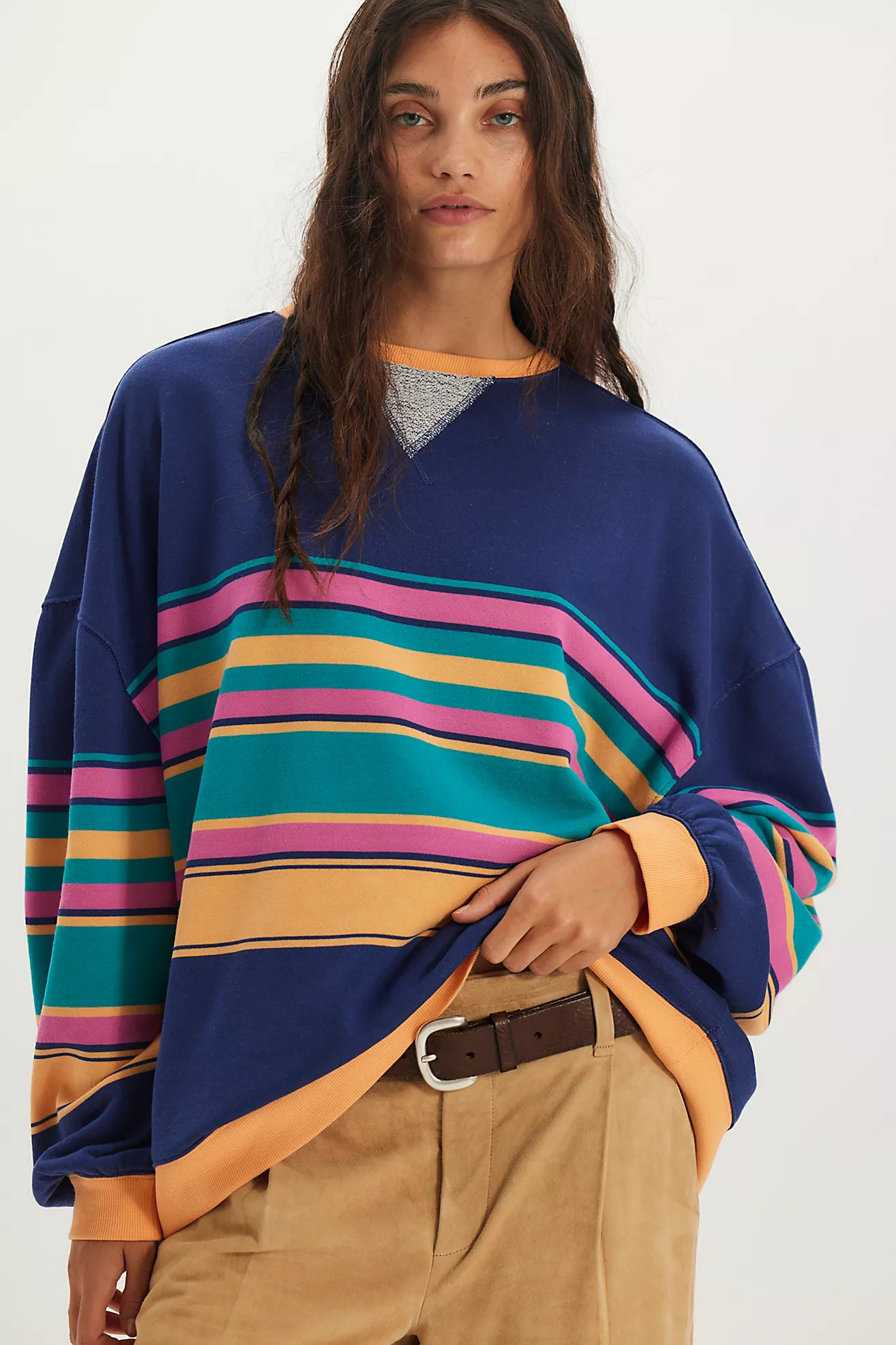 Classic Striped Oversized Crewneck | Free People (Global - UK&FR Excluded)