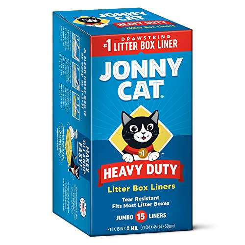 Jonny Cat Litter Box Liners: Heavy Duty - Tear & Leak Resistant - Drawstring Close - Jumbo, 15 Co... | Amazon (US)
