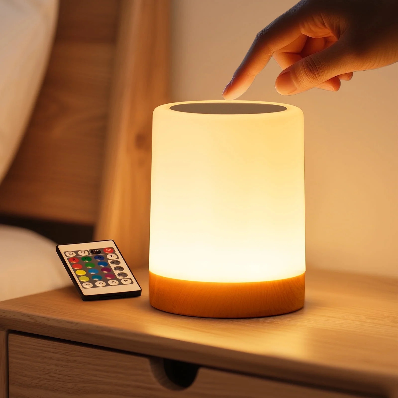 SUNMORY Dimmable Touch Night Light, Table Lamp for Bedroom, 16 RGB Colors & 4 Modes, Remote Contr... | Walmart (US)