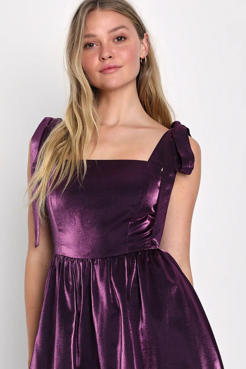Gala Perfection Purple Tie-Strap Midi Skater Dress | Lulus (US)