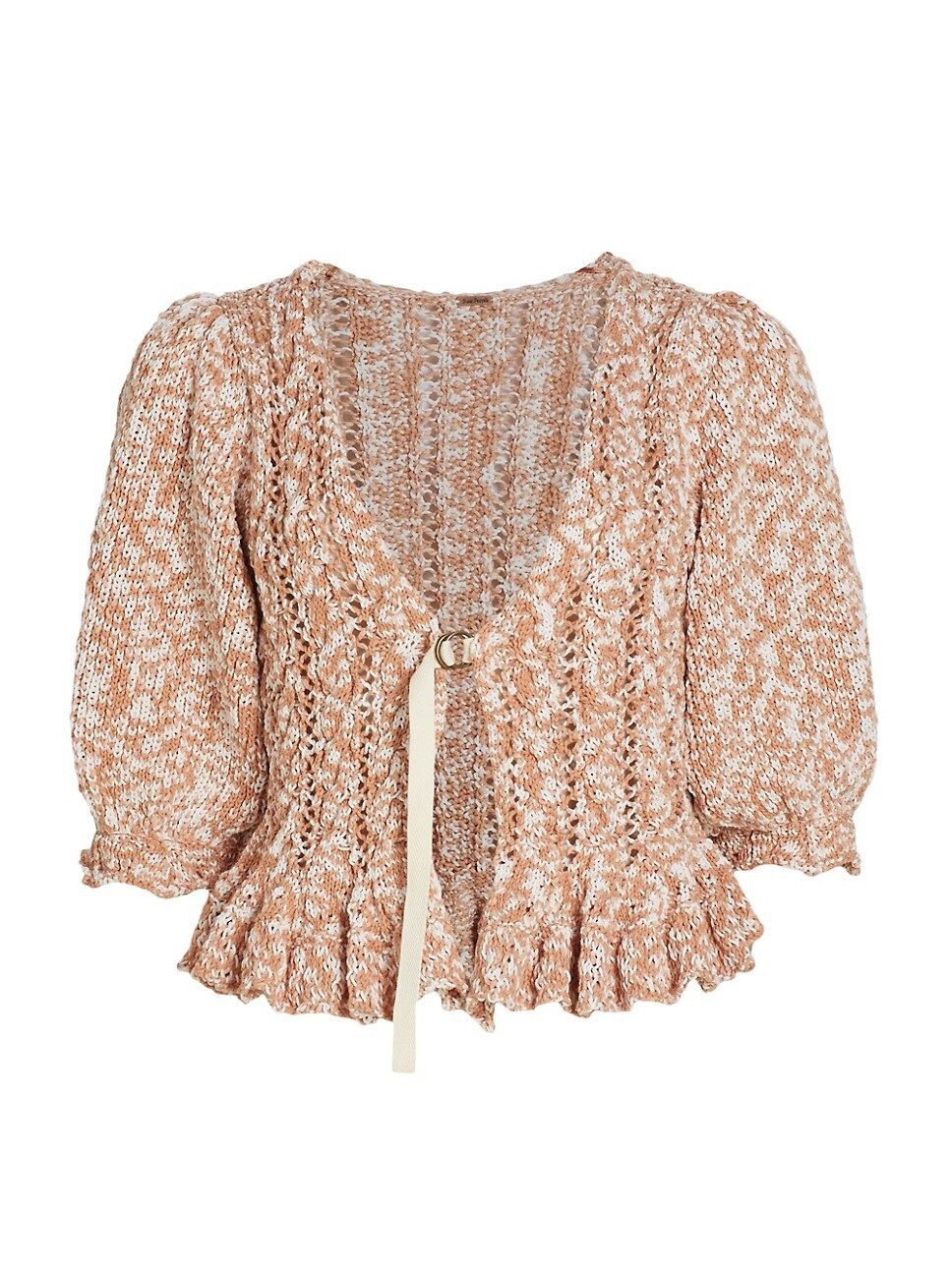 Yesterday Mélange Cotton-Blend Tie-Front Cardigan | Saks Fifth Avenue