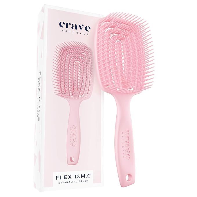 Crave Naturals FLEX DMC Detangling Brush for Thick & Curly Hair - Flexible Detangler Hairbrush Sq... | Amazon (US)