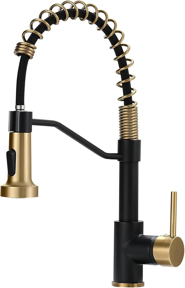 AIMADI Black Faucet Kitchen,Commercial Black Gold Kitchen Faucet Matte Black Modern Single Handle... | Amazon (US)