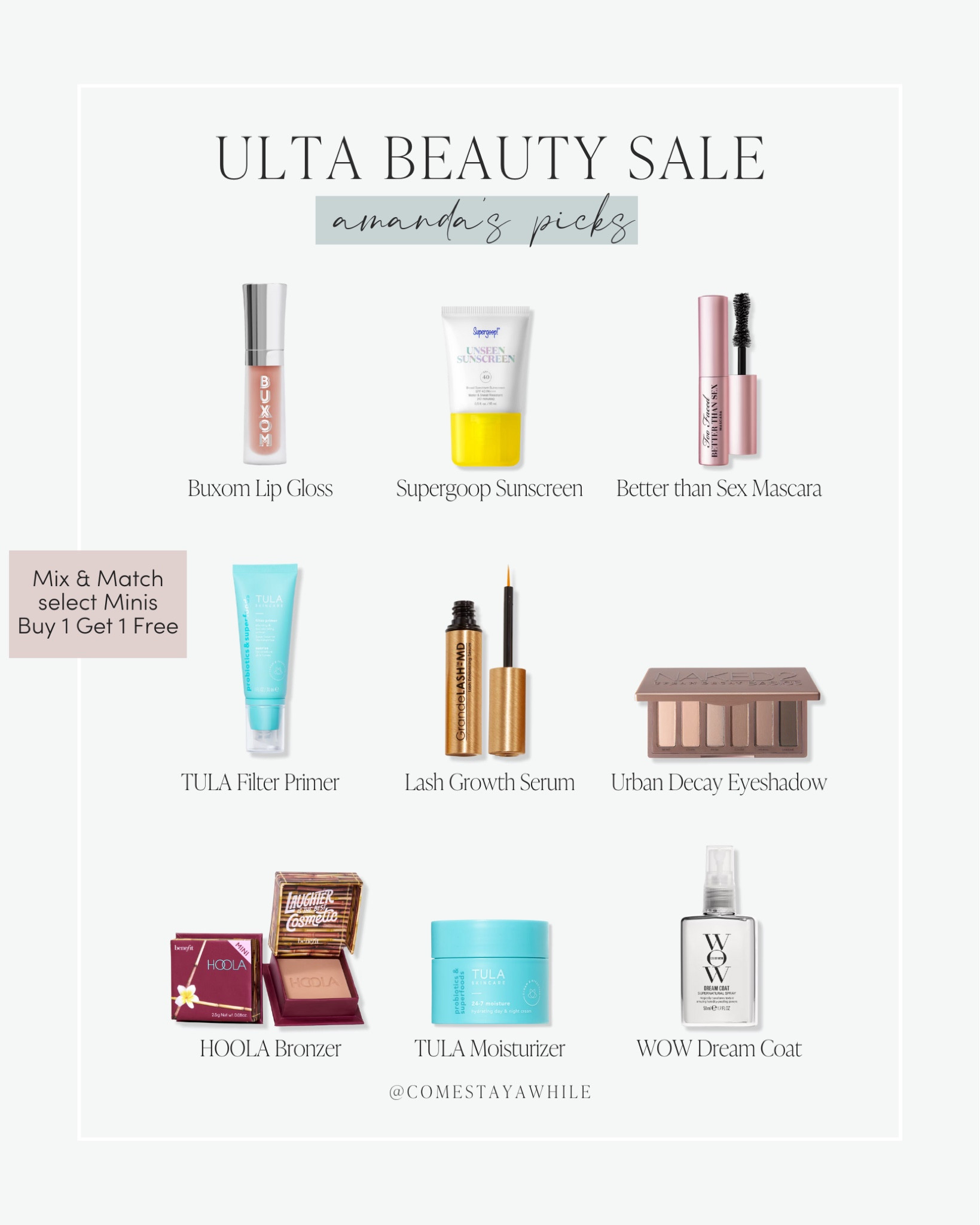 Mix and match select minis buy 1 get 1 FREE during the @ultabeauty big summer beauty sale! Shop all of my favorite @ulta products! Sale is valid now through July 13th! Stock up while you can! 👏🏻 

Come stay awhile, ulta beauty finds, Amanda’s favorite beauty products, beauty finds from Ulta, summer beauty sales 

#LTKSummerSales #LTKBeauty #LTKSaleAlert