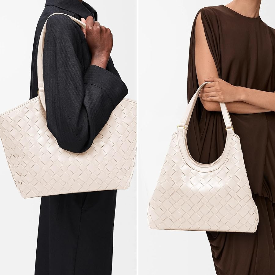 Large Woven Tote Bag for Women, Braided Shoulder Bag Designer Tote Purse Top-Handle Handbag Vegan... | Amazon (US)