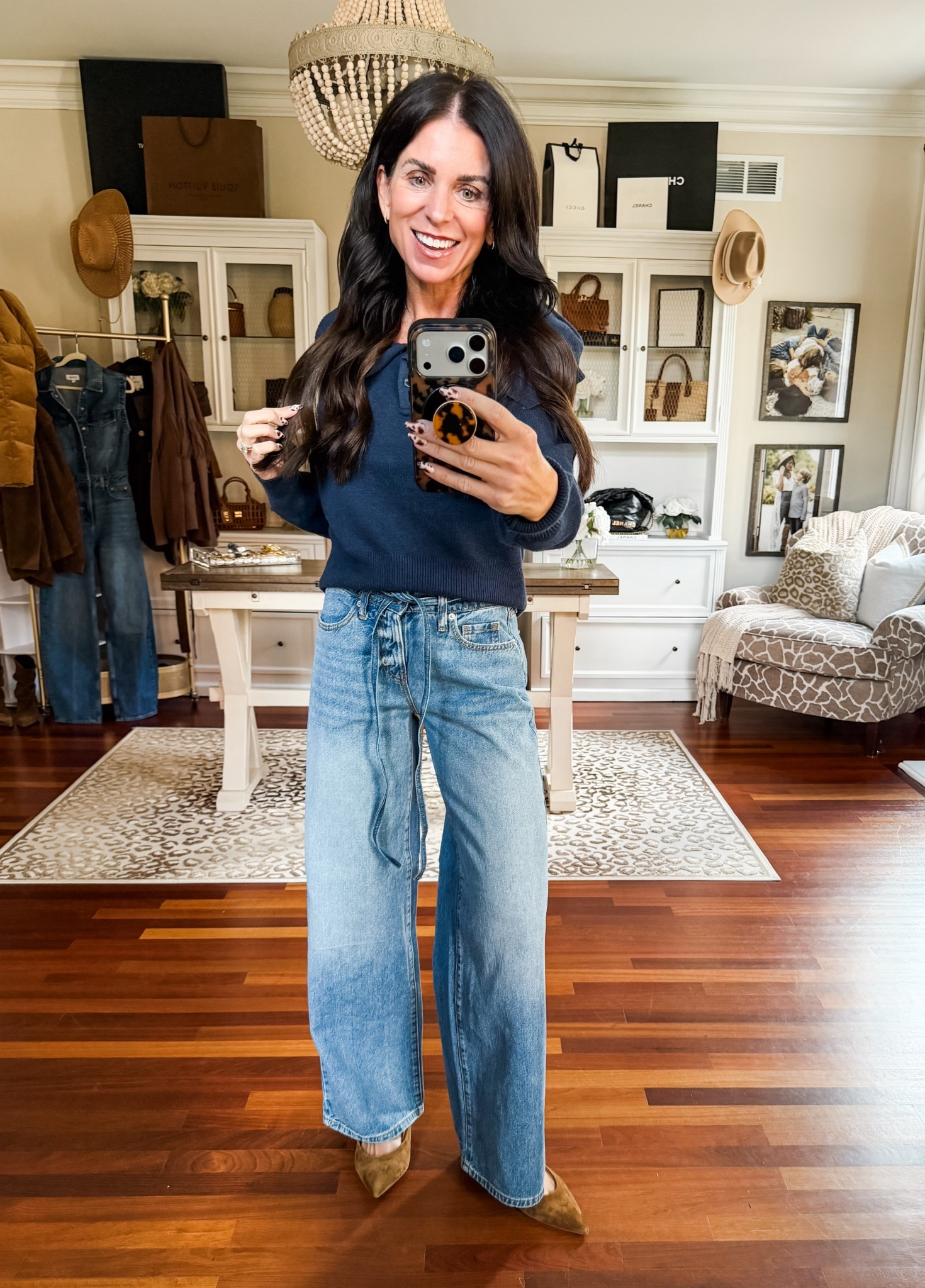 Medium sweater
00 jeans they run big 

#LTKFindsUnder50 #LTKStyleTip #LTKSeasonal