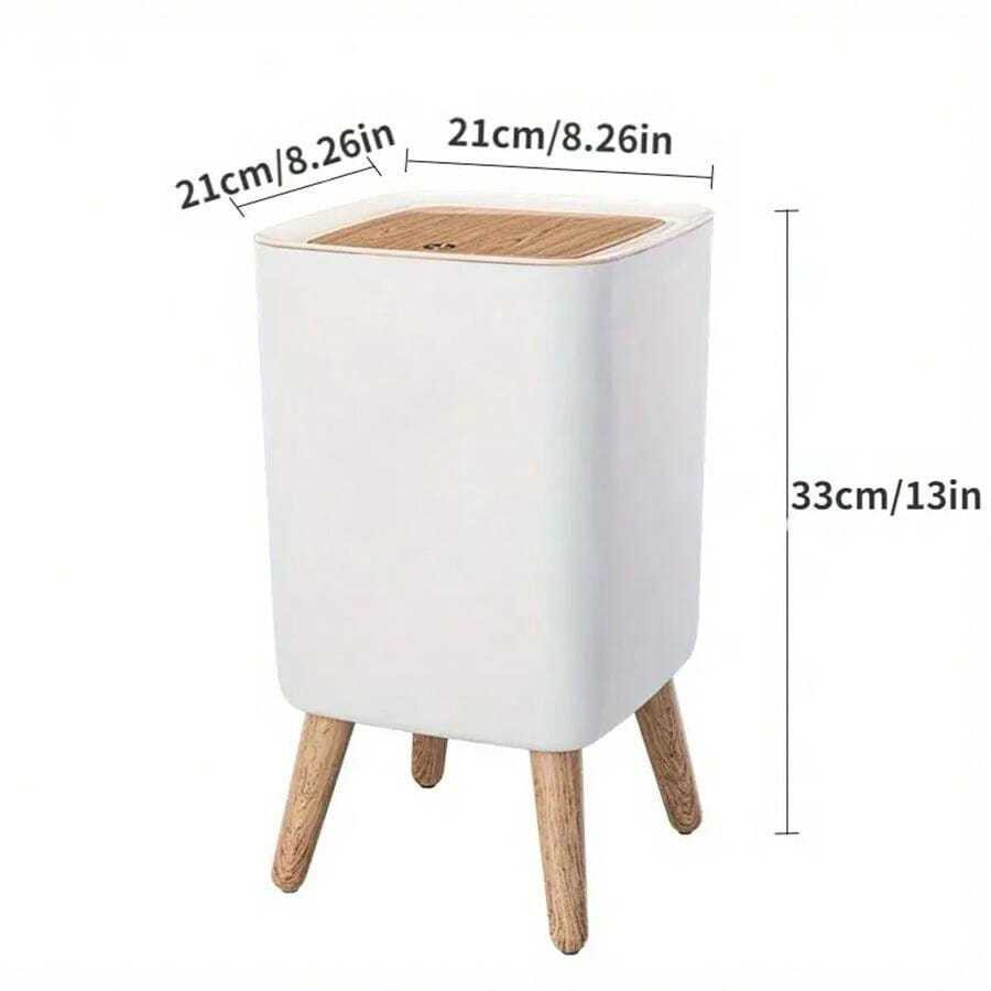 1 Pc Premium Simple Covered Trash Can, Fashionable White Wastebasket, Desktop Garbage Can With Li... | SHEIN