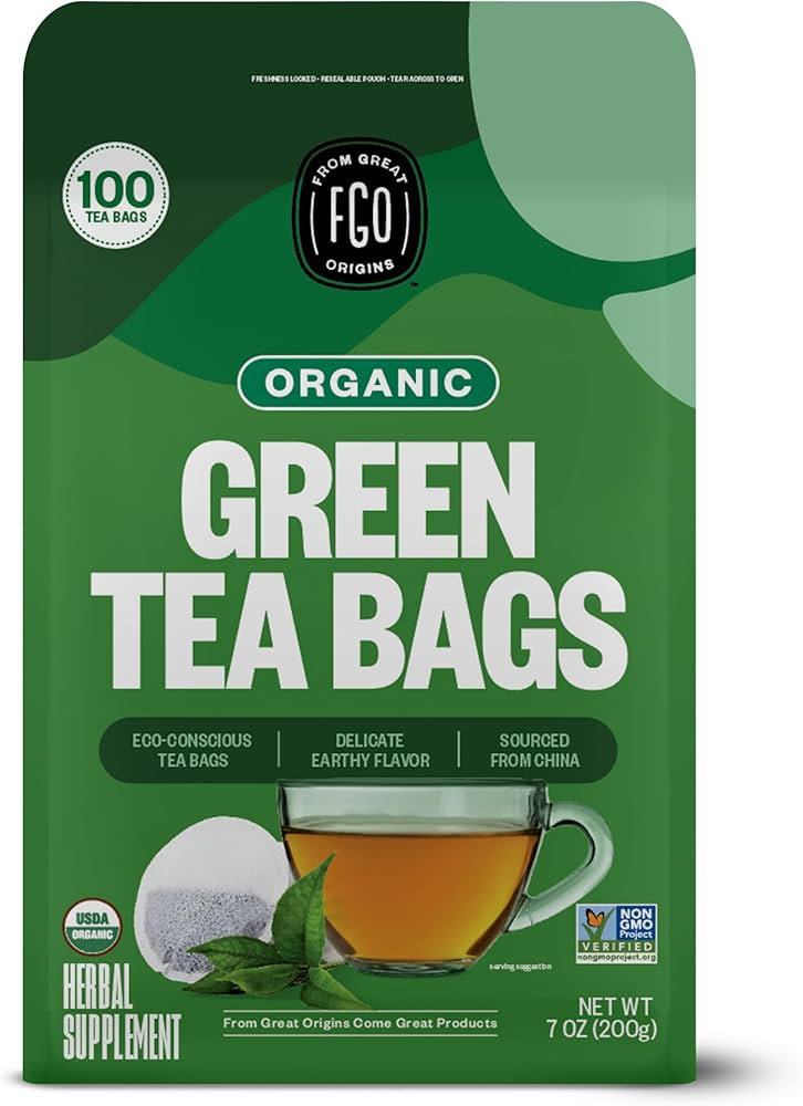 FGO Organic Green Tea, Eco-Conscious Tea Bags, 100 Count, Packaging May Vary (Pack of 1) | Amazon (US)