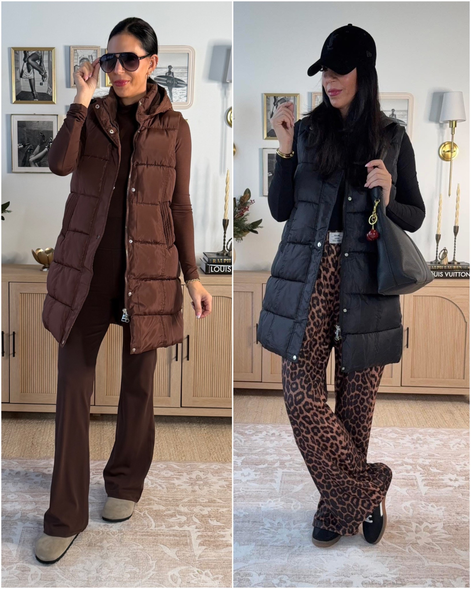 Love an easy and comfortable monochromic set! 
Puffer vest- medium chocolate 
Leggings- small tall  hot fudge brown 
Turtleneck - small chocolate 
Pants- small 

#LTKTall #LTKOver40 #LTKU