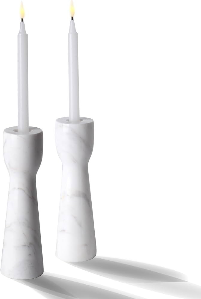 WORHE Candle Holders 100% Natural Marble Set of 2 Taper Candlestick Holder for Home Dinning Party... | Amazon (US)