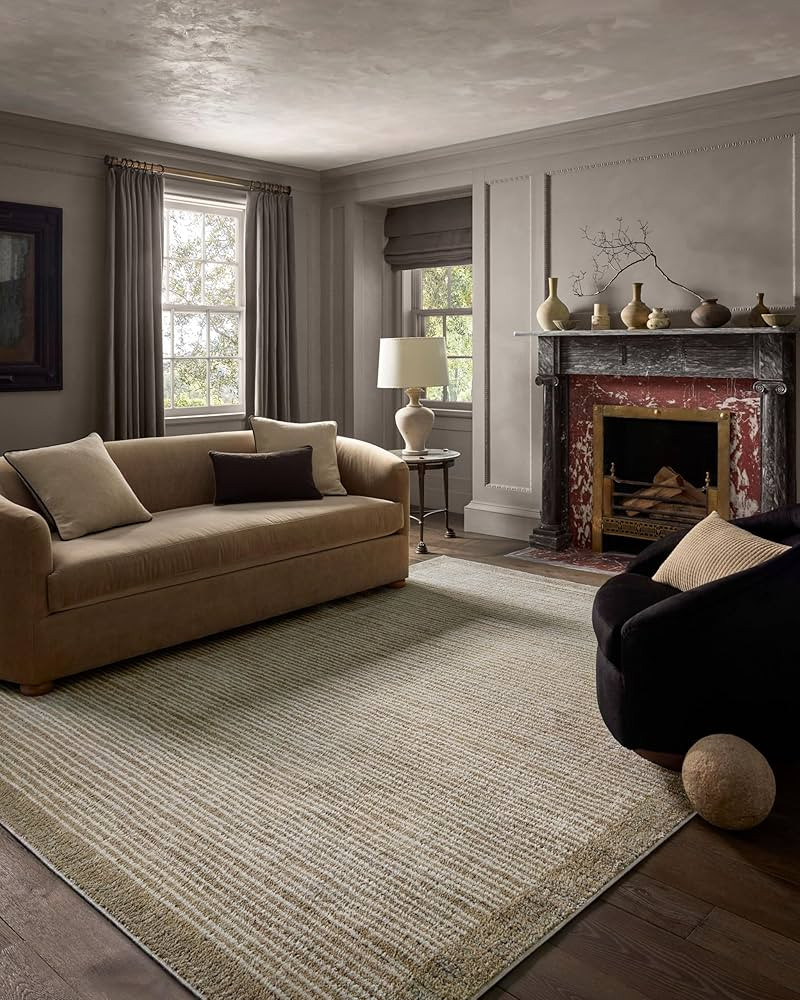 Loloi Jeremiah Brent Bleecker Collection BLE-02 Sand/Charcoal 7'-10" x 10' Area Rug | Amazon (US)