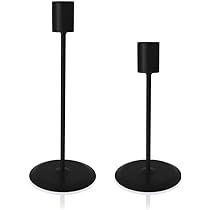 Black Candle Holders Set of 2, Decorative Taper Candles for Candlesticks, Pillar Table Candle Stand  | Amazon (US)