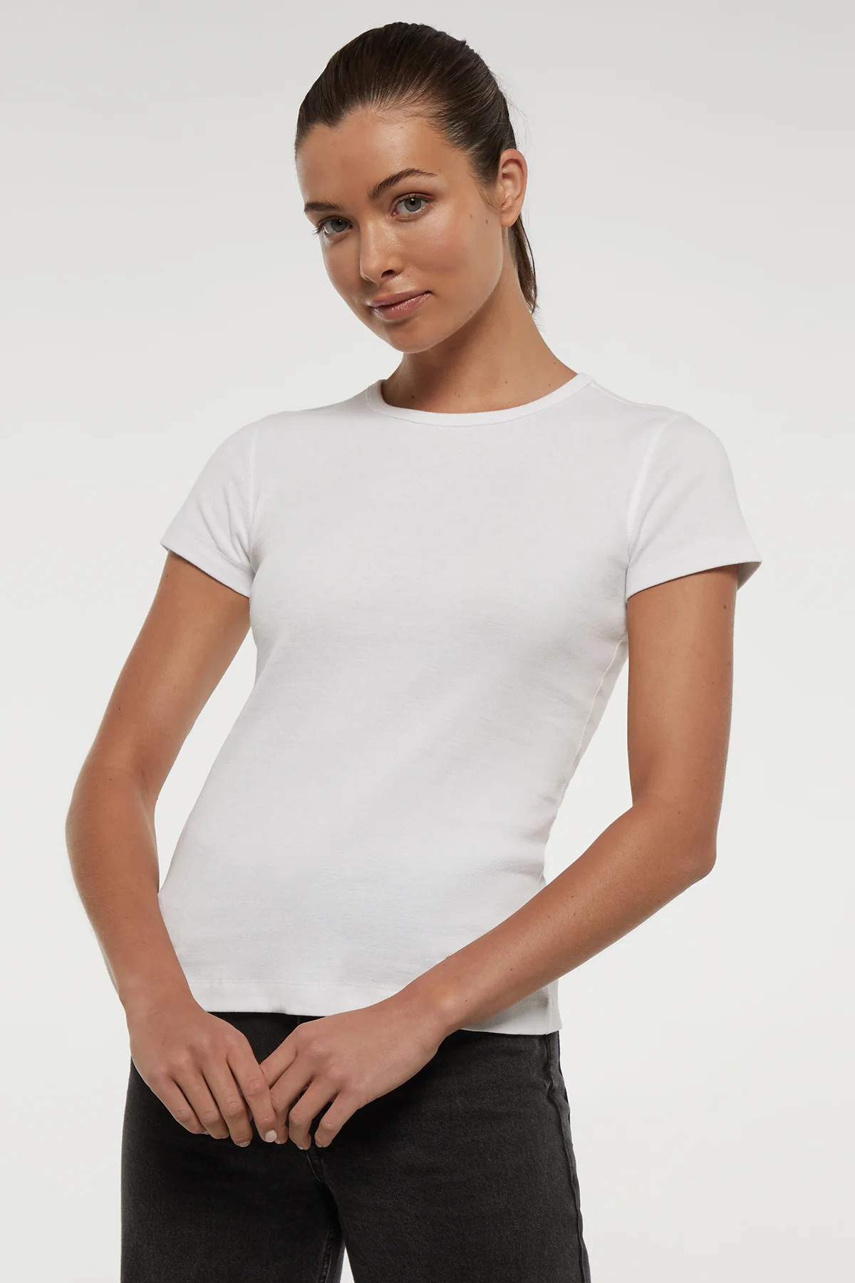 Crew-Neck Short Sleeve Tee | White | Three Dots