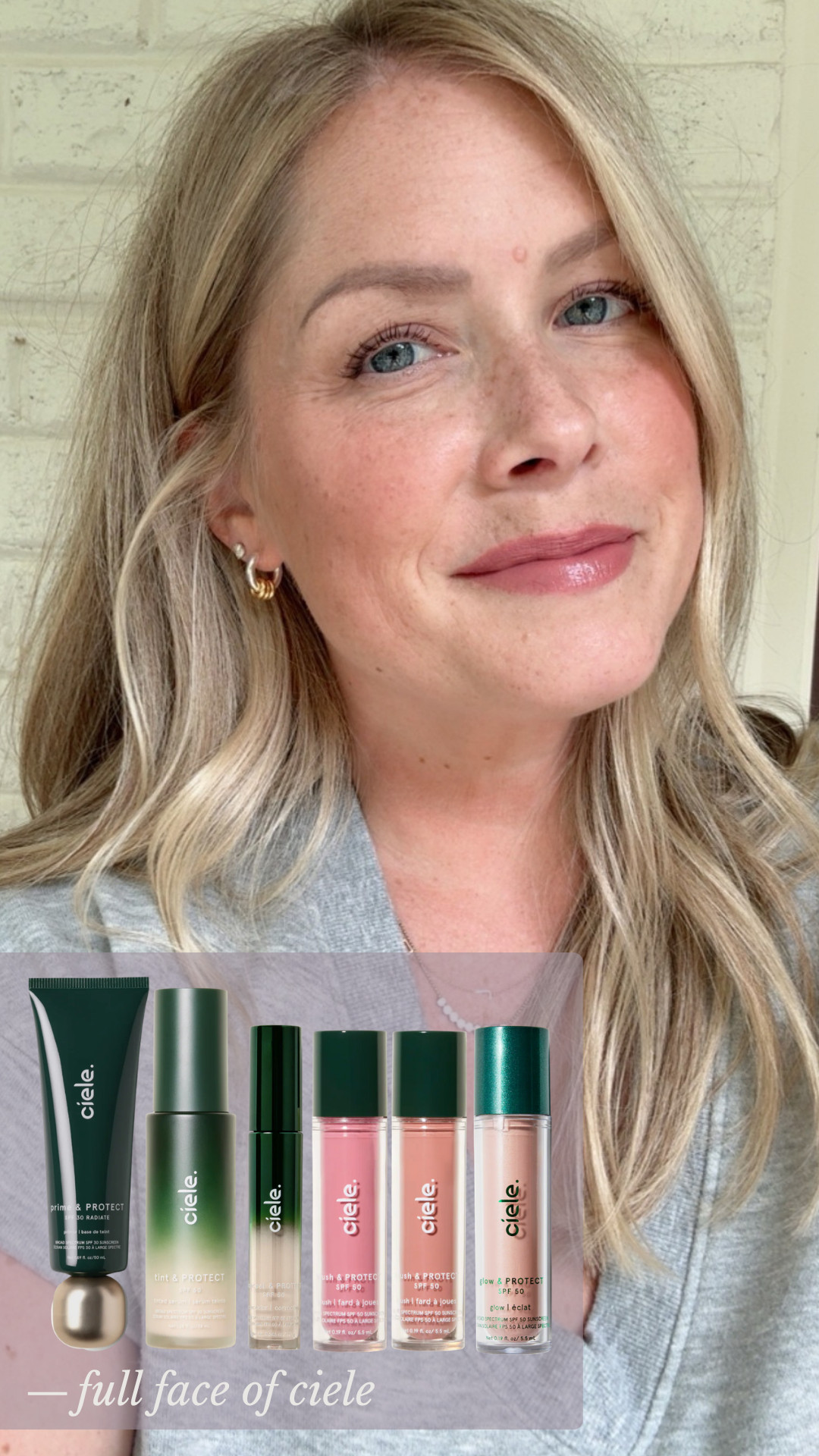 Full face of Ciele!

Prime & protect
Tint & protect: light/medium
Conceal & protect: 4N
Blush: mixed Behati & January
Glow & protect: Piper

#LTKgrwm #LTKmorningroutine #LTKBeauty