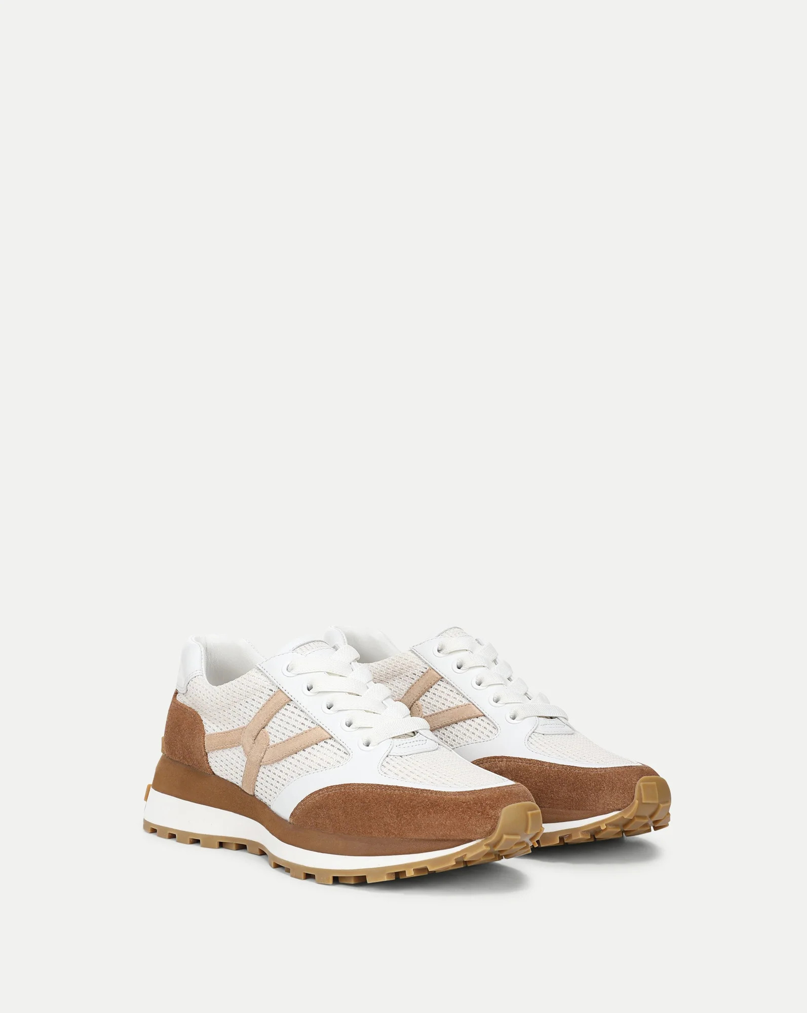 Valentina Suede Sneaker in Brown & White Chestnut/Lily | Veronica Beard | Veronica Beard
