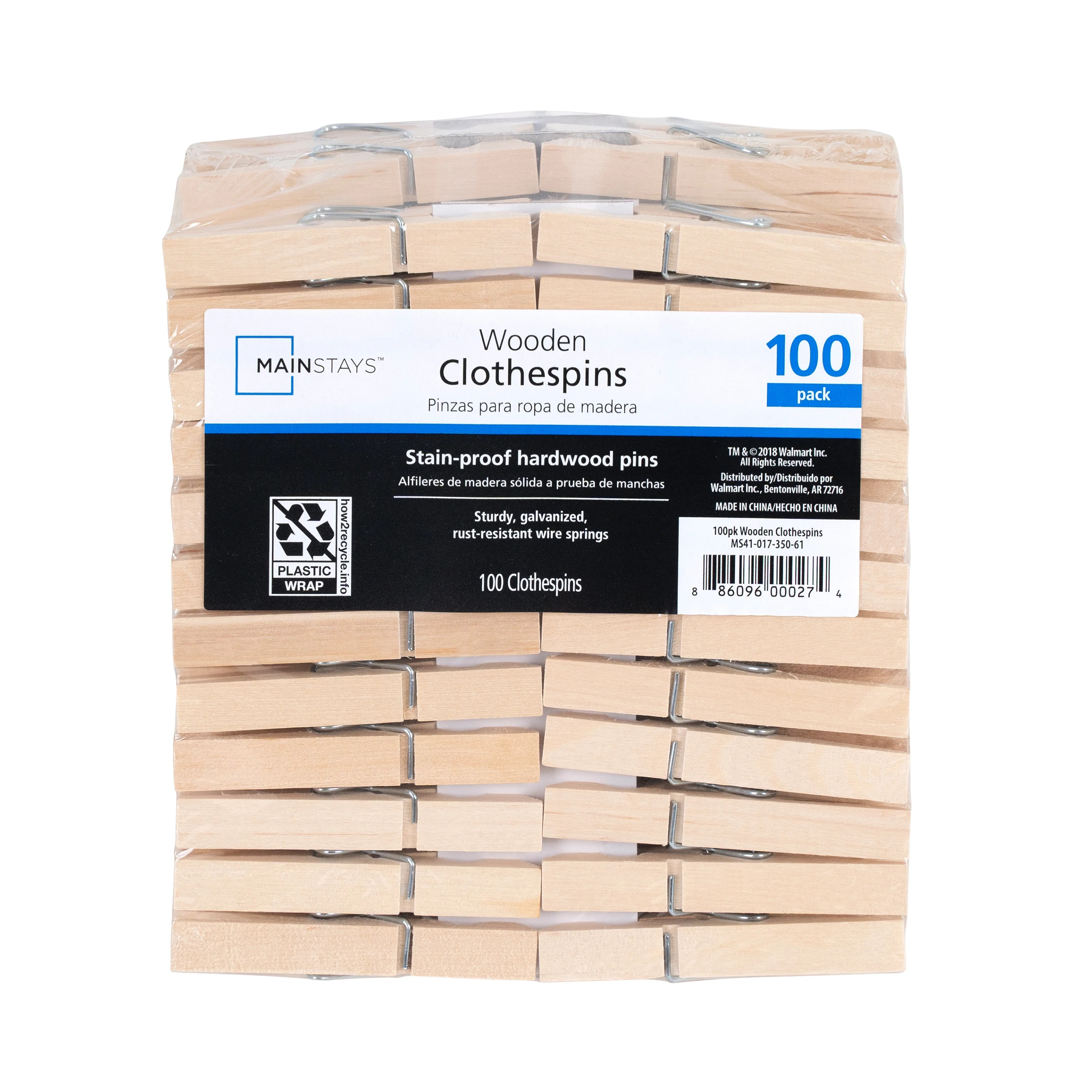 Mainstays Wood Clothespins, Beige, 100 Pack | Walmart (US)