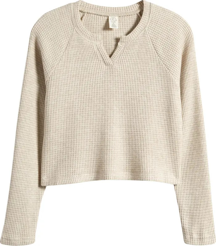 Kids' Waffle Knit Split Neck Top | Nordstrom
