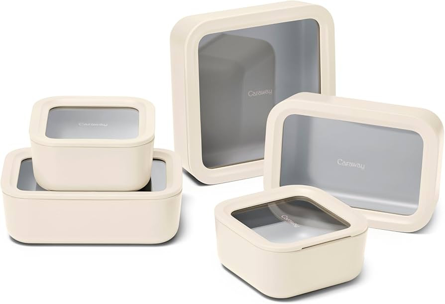 Caraway 13pc Glass Food Storage Container Set - Easy to Store, Non Toxic Lunch Box - with Glass L... | Amazon (US)