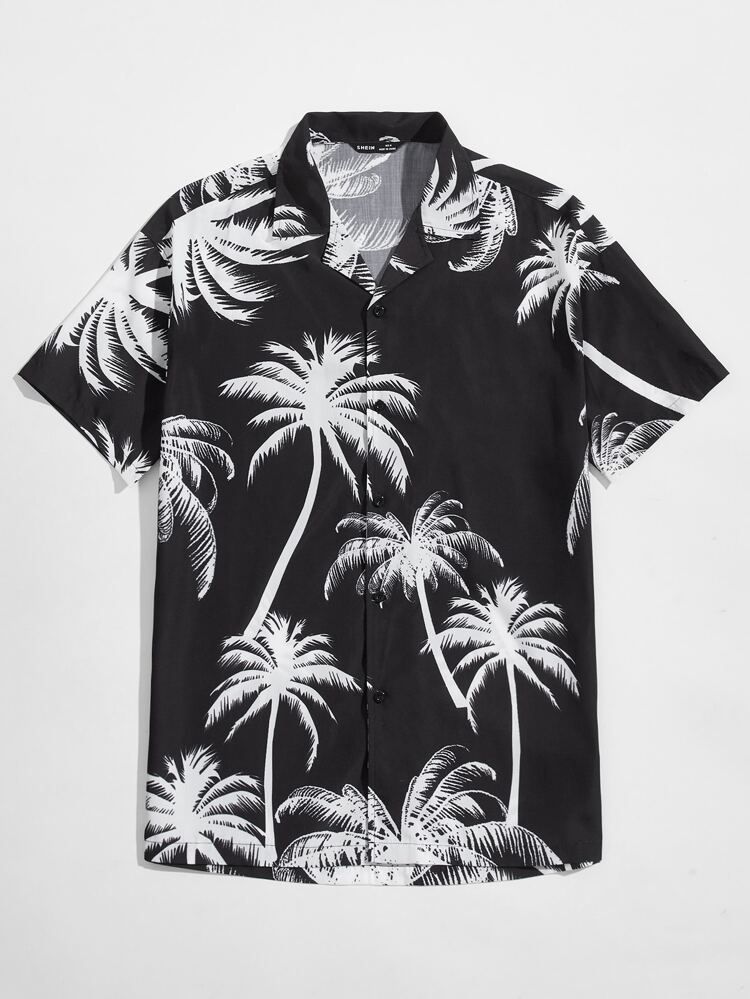 SHEIN Men Notch Collar Coconut Tree Print Shirt | SHEIN