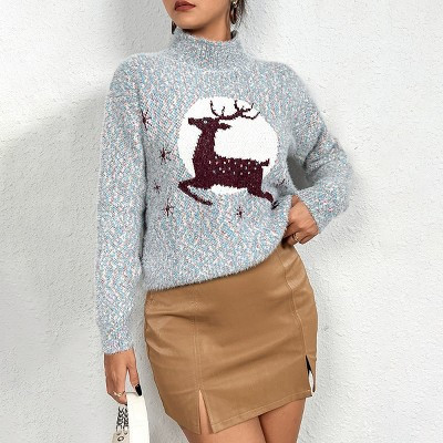 Christmas Sweater for Women Crewneck Cable Knit Sweaters Top Long Sleeve with Cute Pattern Grey S | Target