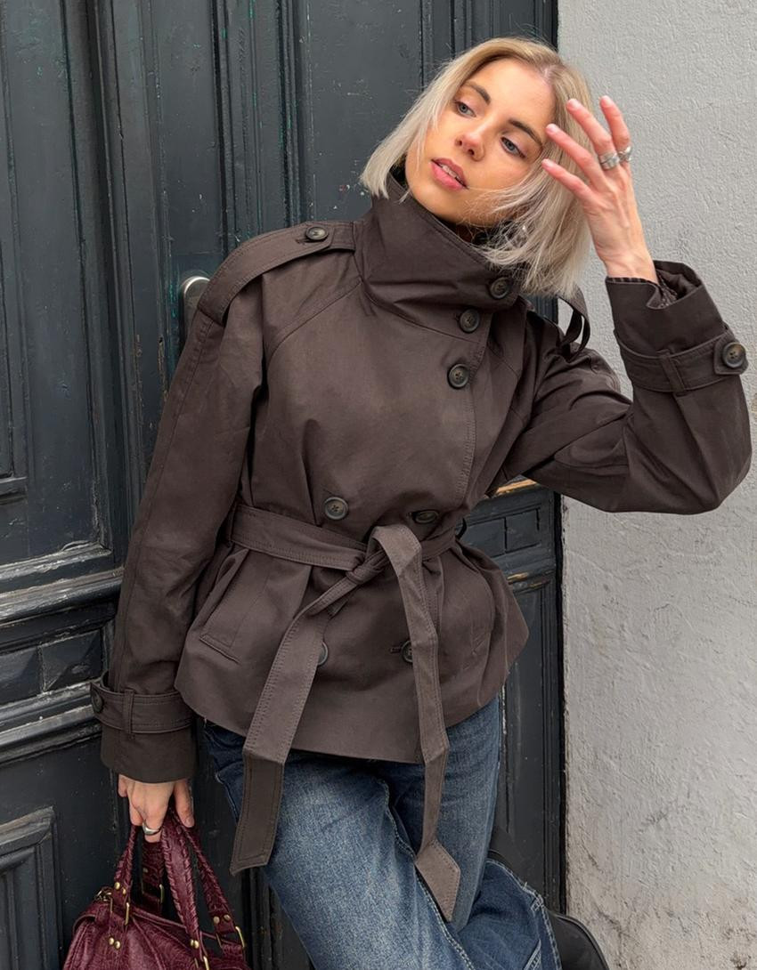 Funnel neck trench jacket - Jackets and trench - Women | Bershka UK
