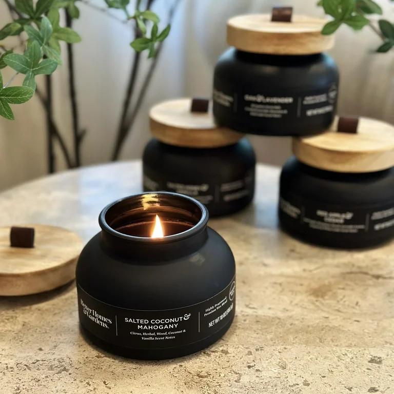 Better Homes & Gardens Salted Coconut Mahogany Scented Wooden Wick 18oz Bell Jar Candle - Walmart... | Walmart (US)