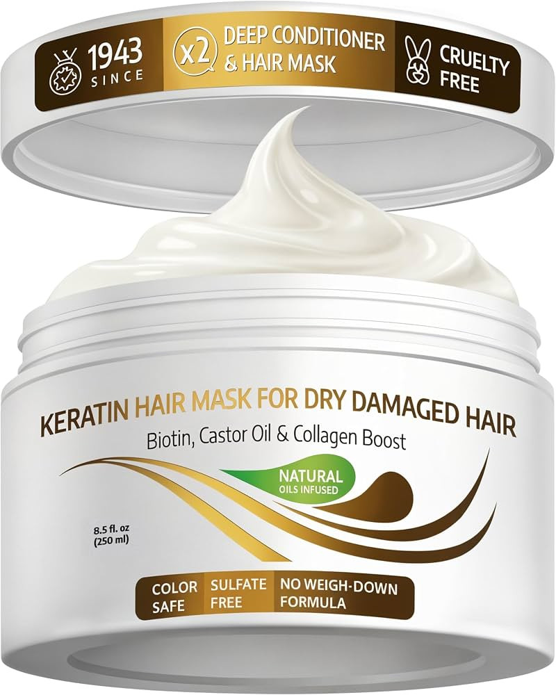 VITAMINS hair cosmetics Keratin Hair Mask - Protein Repair Keratin Treatment - Deep Conditioner f... | Amazon (US)
