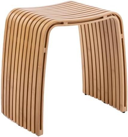 Bamboo Shower Bench, Non-Slip Shower Stool & 286 lbs, Waterproof Bathroom Stool Spa Bath Seat, Na... | Amazon (US)