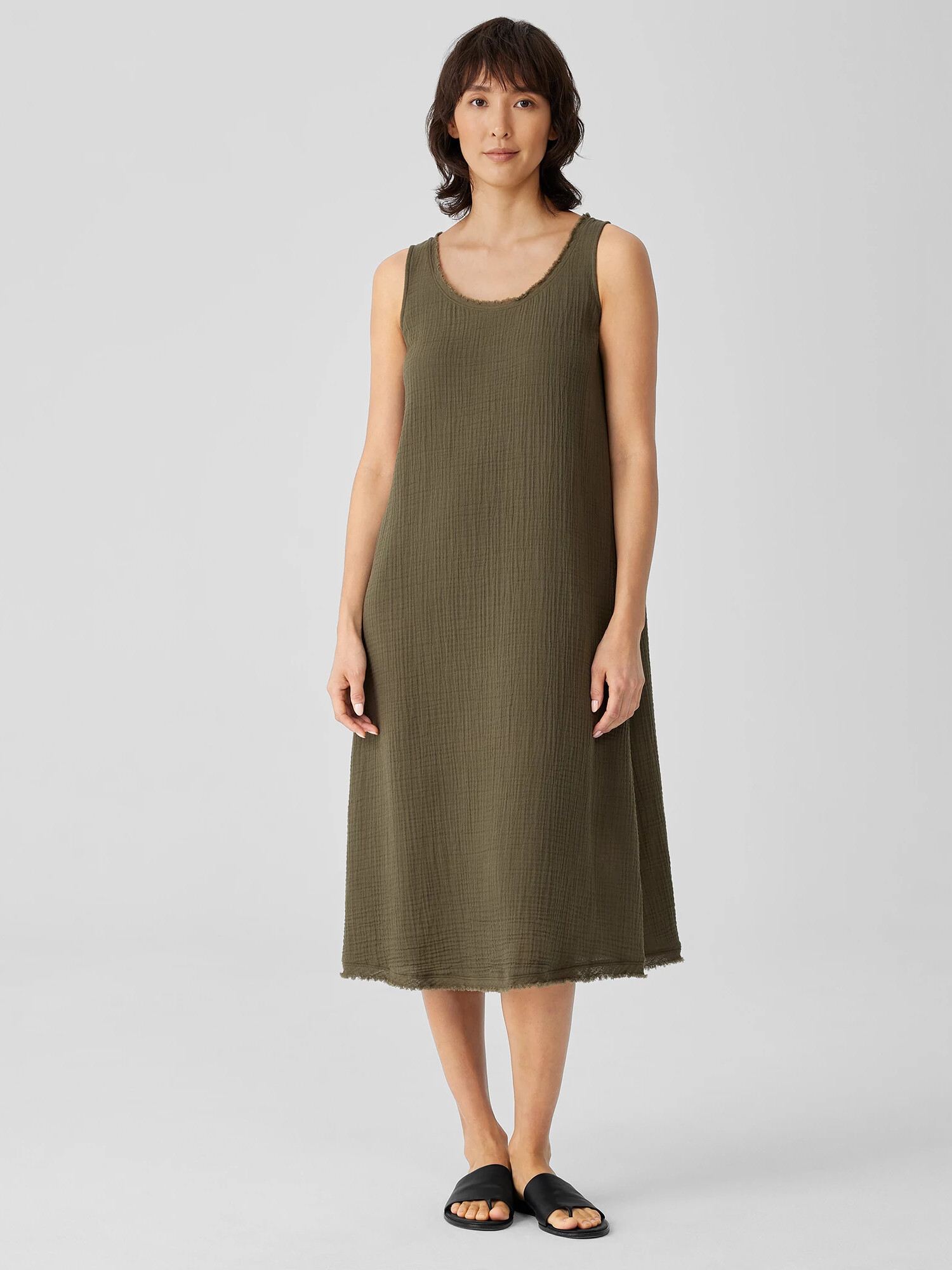 Organic Cotton Gauze Scoop Neck Dress | Eileen Fisher