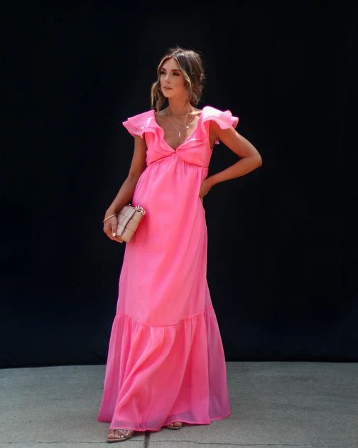Lover's Gaze Ruffle Hem Tiered Maxi Dress - Pink | VICI Collection