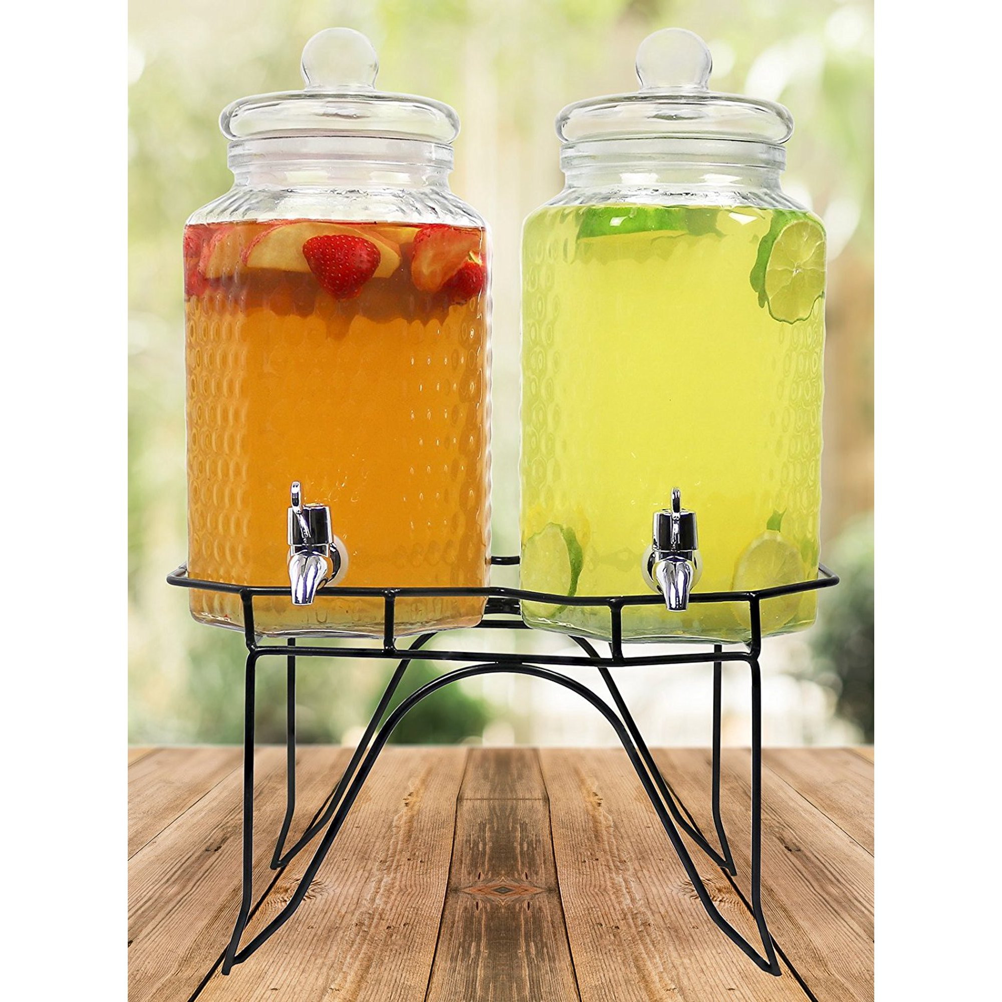 Estilo Hammered Glass Double Beverage Drink Dispenser On Stand With Leak Free Spigot, 1 Gallon Ea... | Walmart (US)