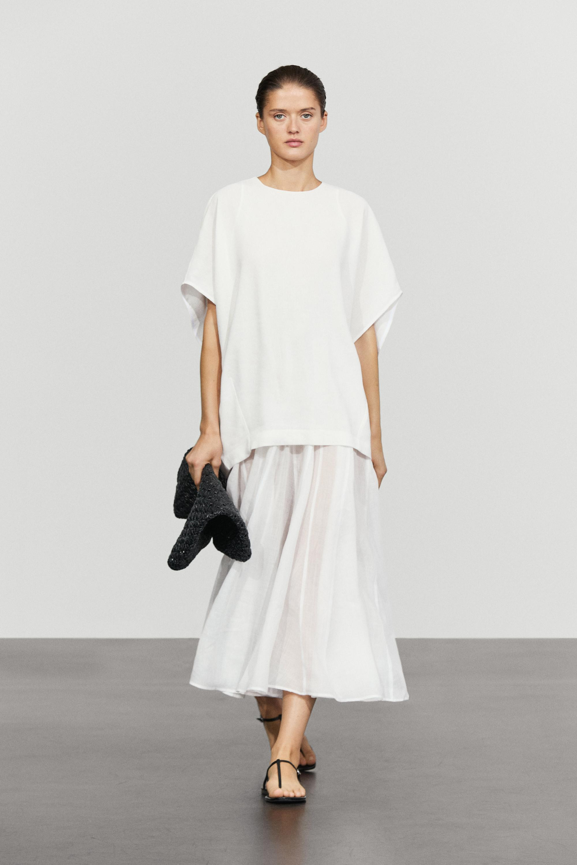Combined linen-blend dress | Massimo Dutti UK
