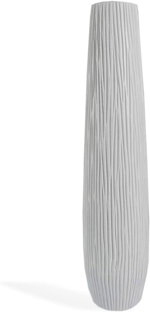 22 Inches Seashell Etched Striated White Vase | Amazon (US)