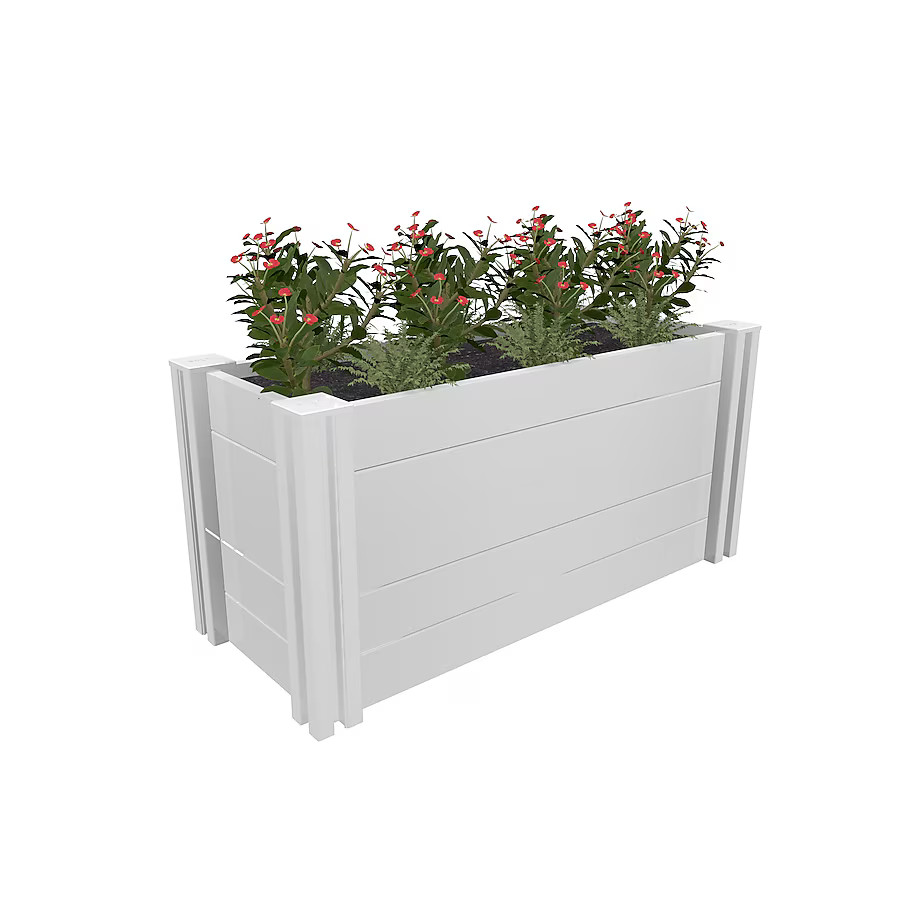 Vita 39.5-in W x 18.9-in H White PVC Vinyl Traditional Outdoor Raised Planter Box | Lowe's