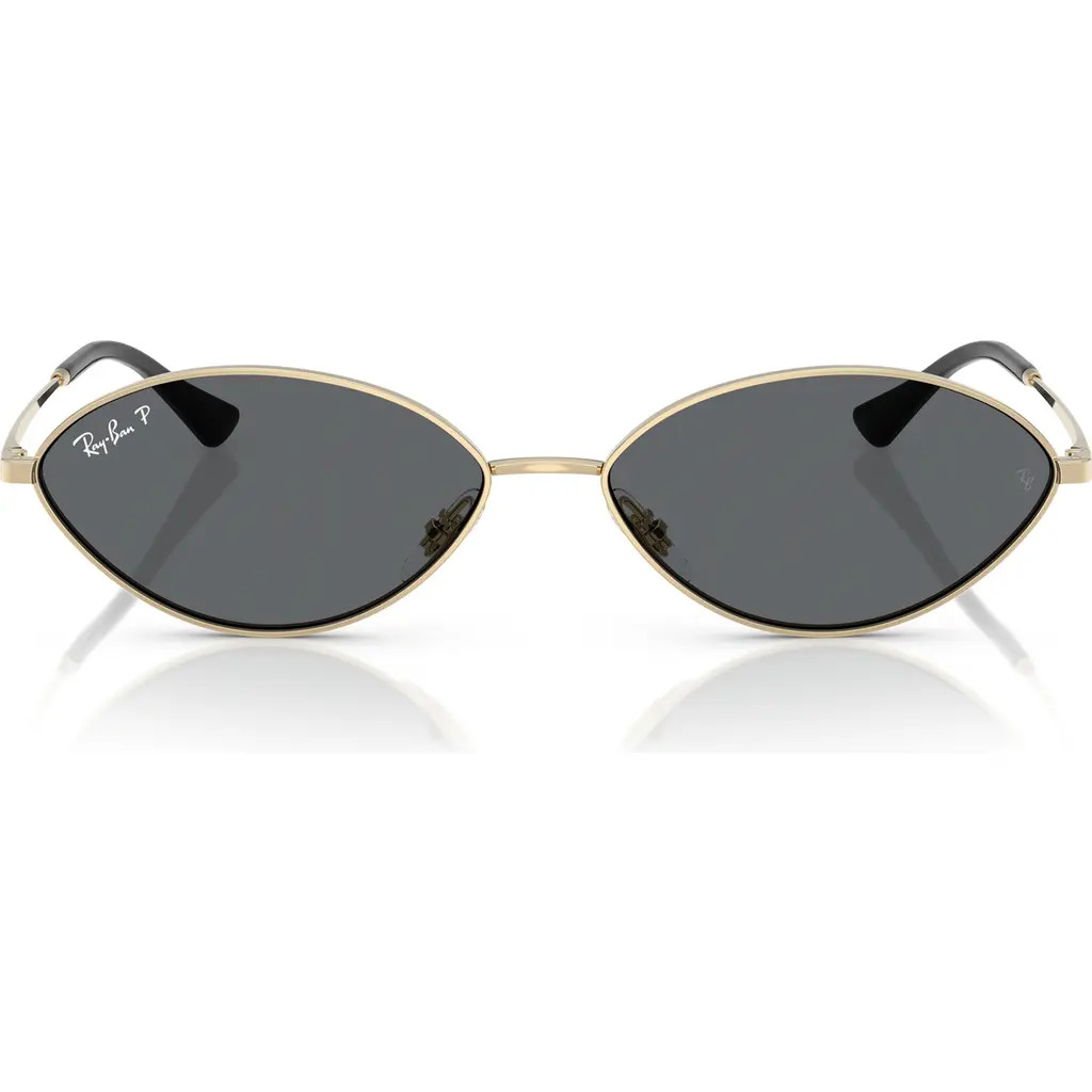 Ray-Ban Kai 56mm Polarized Oval Sunglases in Pale Gold/dark Grey Polar at Nordstrom | Nordstrom