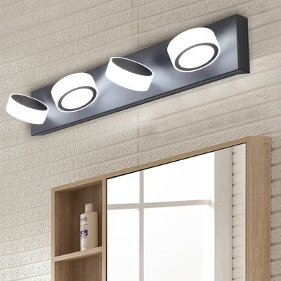 29" Modern 4-Light LED Vanity Light, Sleek Black Bathroom Wall Light Fixture for Mirror, Shower, and Bathroom Decor | Target