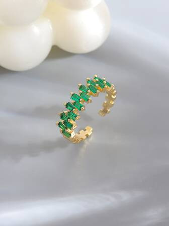 Cubic Zirconia Decor Cuff Ring | SHEIN