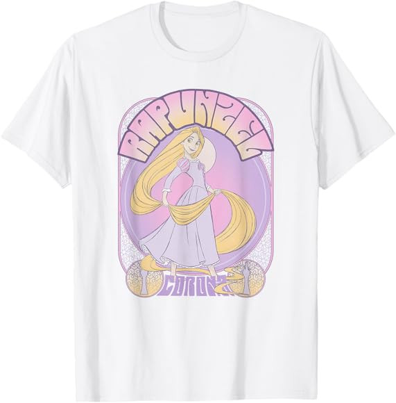 Disney Tangled Rapunzel Seventies Retro Poster T-Shirt | Amazon (US)