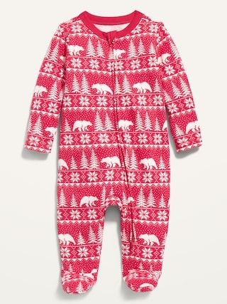 Unisex Holiday-Print Footed One-Piece for Baby | Old Navy (US)