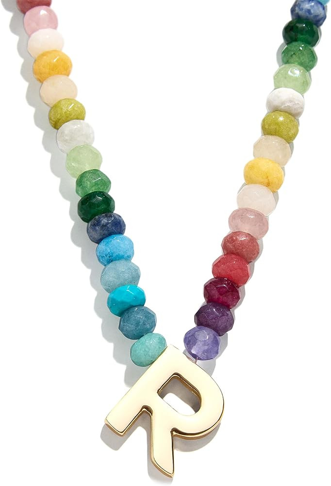 Semi-Precious Block Initial Necklace | Amazon (US)