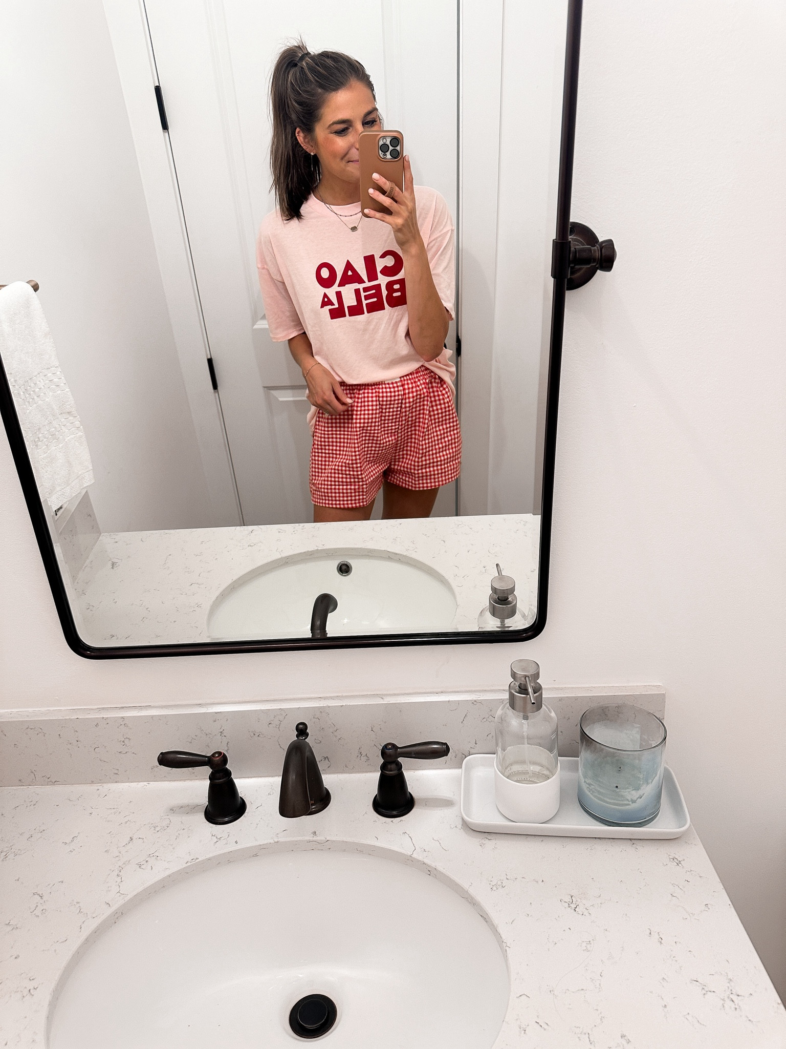 Tops over sized in a small 
Shorts are a medium 