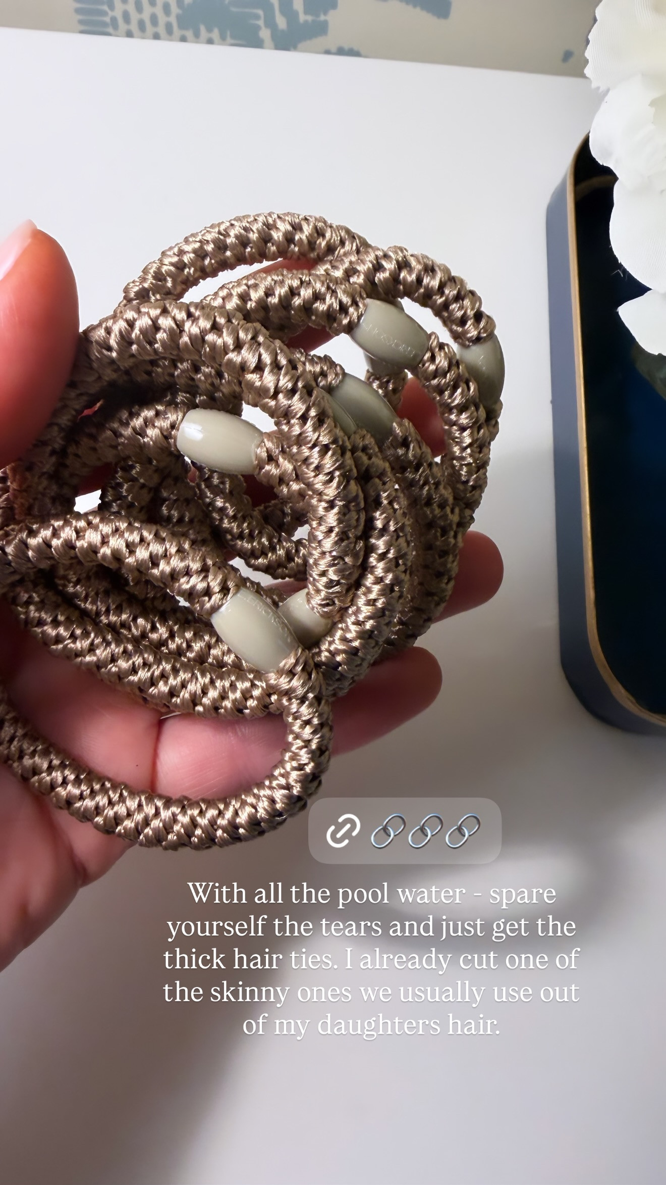 These are great hair ties for the pool 

 