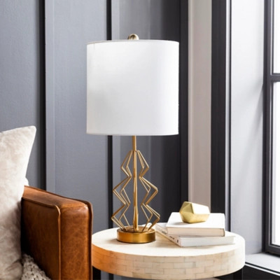 Surya Liberty Lamp, Gold/White | Ashley Homestore